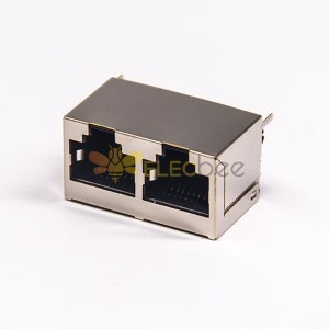 PCB Mount RJ45 Socket Ethernet Connector Straight Double Row 8P8C 1x2 Port Shielded Without LED