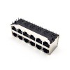 RJ45 12 Порт-коннектор 2\'6 женский двойной ряд R / A со щитом без светодиода для PCB