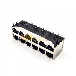 RJ45 12 Port Connector 2*6 Female Double Row R/A with Shield Without LED for PCB