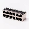 RJ45 12 Порт-коннектор 2\'6 женский двойной ряд R / A со щитом без светодиода для PCB