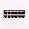 RJ45 Conector de 12 puertos 2 * 6 hembra de doble fila R / A con escudo sin LED para PCB