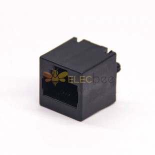 单口rj45连接器180度直式黑色塑胶非屏蔽式插板 20pcs