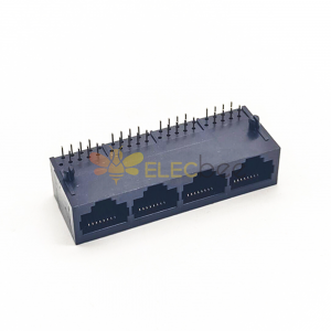 RJ45 1x4 Connector Female 90 Degree Unshield without Led Black
