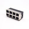 RJ45 2x4 90 Degree Modular Ethernet Network Connector with LED Through Hole 5pcs