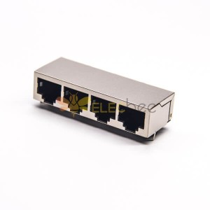 rj45插座8p8c封裝網路模組化連接器90度全遮罩式插板