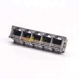 rj45模塊連接器彎式1x5母座8p8c插板接PCB板不帶屏蔽 20pcs