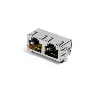 雙網口RJ45 插座水晶頭插口網絡通訊接口國標耐高溫母座連接器