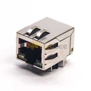 RJ45 8p8c LED 90 Degree DIP Type for PCB Mount with EMI Modular Connector 20pcs