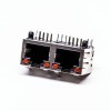 RJ45 Cconnector Jack 90 Degree 2 Port with Shield and with LED for PCB 20pcs