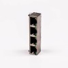 RJ45 Connector Female 4 Port 90° Straight 8P with Shield With LED for PCB