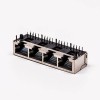 RJ45 Connector Metal Female R/A 4 Port with Shield and without LED for PCB 20pcs