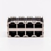 RJ45 Double Female Connector 8 Port 2*4 without LED and with Shield for PCB 20pcs