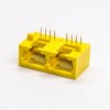 RJ45 Dual Coupler 8P8C Yellow Plastic Shell Network Connector Right Angled Unshielded