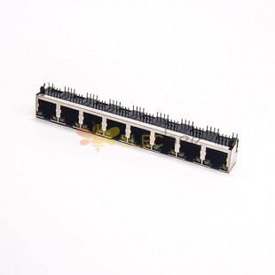 Conector Ethernet RJ45 1*8 puertos Orificio pasante en ángulo recto con LED 20 piezas