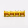 RJ45 Female 4 Port 90 Degree Connector 4 Port 8P Yellow Unshield With LED 20pcs