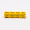 RJ45 Female 4 Port 90 Degree Connector 4 Port 8P Yellow Unshield With LED 20pcs