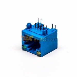 5pcs RJ45 Female Connector 1 Port 90 Degree Blue without Shield and With LED for PCB
