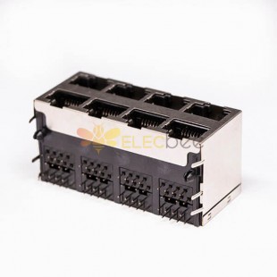 Conector PCB hembra RJ45 2*4 8 puertos RJ45 doble fila con escudo y sin LED 20 piezas