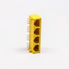 RJ45 Female Plug 90 Degree Connector 4 Port 8P Yellow Unshield Without LED