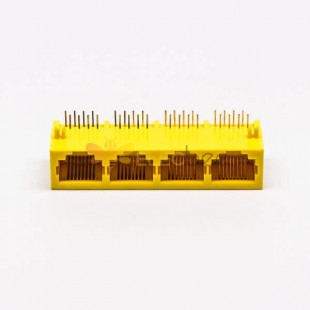 Prise femelle RJ45 connecteur à 90 degrés 4 ports 8P jaune Unshield sans LED 20pcs