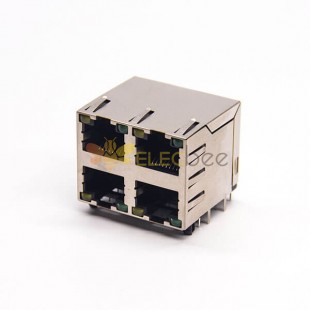 RJ45 Jack with LED 2x2 90 Degree DIP Type for PCB Mount with EMI