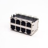 RJ45 Multi Connector 8 Port Shielded Jack Right Angled with EMI Through Hole