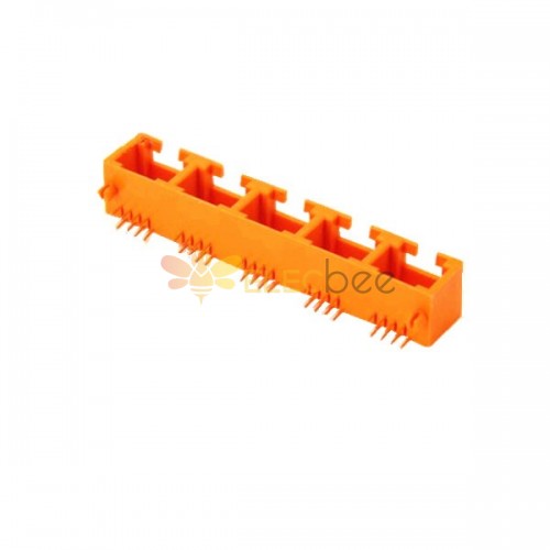 RJ45 Network Socket Connector Multi-Port 1X5 Jack Orange Color Without Leds 20pcs