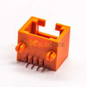 RJ45 Orange Jack Right Angled Modular Connector 8p8c Through Hole without Shielded