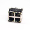 RJ45 PCB LED 2 * 2 بزاوية قائمة من خلال الفتحة لتركيب PCB مع EMI 20pcs