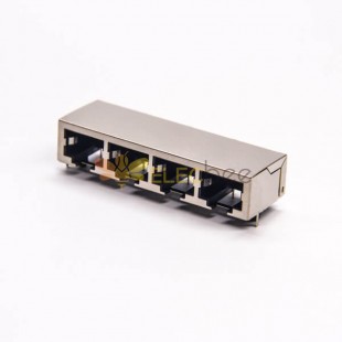 RJ45 Surface Mount Network Jack 4 Port Shielded Connector with EMI DIP PCB Mount 20 قطعة