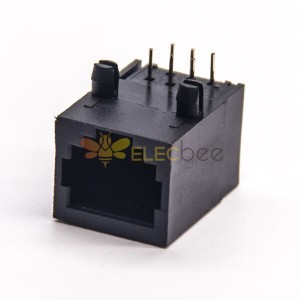 RJ45 to Ethernet Black Plastic Unshielded Socket 90 Degree DIP Type PCB Mount