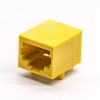 RJ45 موصل غير محمي بقذيفة بلاستيكية صفراء 8p8c من خلال فتحة لتثبيت PCB 20 قطعة