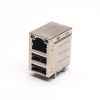 Stacked USB RJ45 Connector 2 USB Port Right Angled with LED DIP Type