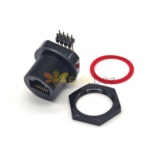 Waterproof rj45 Connector Right Angle PCB Mount Front Mount Through Hole