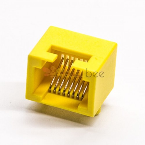 أصفر RJ45 جاك 90 درجة موصل 8p8c DIP لتركيب PCB بدون LED 20 قطعة