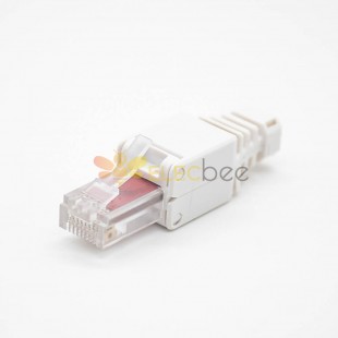 Cat6 UTP Toolless RJ45 Plug 8 Pin Straight White Network Connector