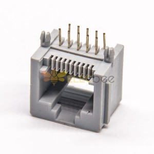 rj50 连接器弯式插PCB板10p10c全塑外壳连接器 30pcs