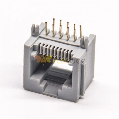 rj50 连接器弯式插PCB板10p10c全塑外壳连接器