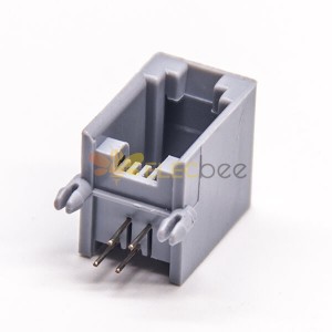 RJ9 4P4C Socket Modular Network Connector Right Angled Through Hole