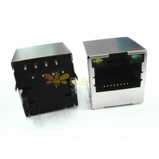 HY951180A 1Port upright RJ45 Connector with Magnetics LED