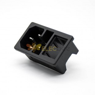AC Power Jack With Fuse AC-01A Through Hole Straight 3 Pin Male