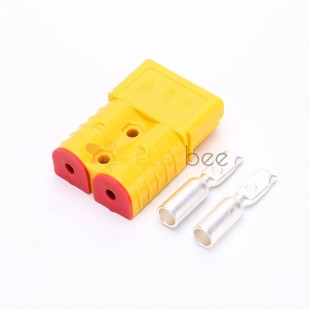 Conector de Cable de alimentación de batería de carcasa amarilla de 2 vías 600V 120Amp con enchufe de fijación de Cable de Color rojo