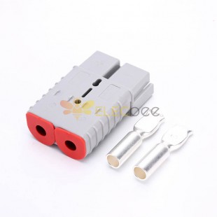 Connecteur de câble d'alimentation de batterie de boîtier gris 2 voies 600V 350Amp avec prise de fixation de câble de couleur rouge
