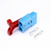 2 Way 600V 50Amp Blue Housing Battery Power Cable Connector with Red Plastic T-Bar Handle