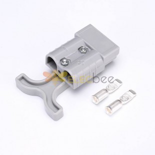 2 Way 600V 50Amp Grey Housing Battery Power Cable Connector with Grey Plastic T-Bar Handle