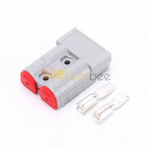 Connecteur de câble d'alimentation de batterie à boîtier gris 2 voies 600V 50Amp avec prise de câble de couleur rouge