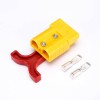 2 Way 600V 50Amp Yellow Housing Battery Power Cable Connector with Red Plastic T-Bar Handle