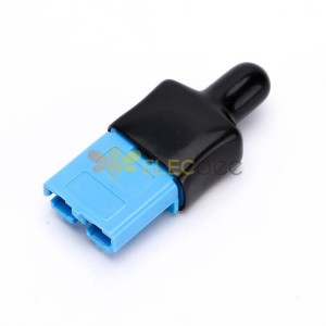 검은 색 방수 먼지 케이블 슬리브가있는 2 웨이 배터리 전원 커넥터 600V 40Amp 파란색 하우징
