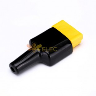 2 Way Battery Power Connector 600V 50Amp Yellow Housing with PVC Cover Flame Retardant Sleeve
