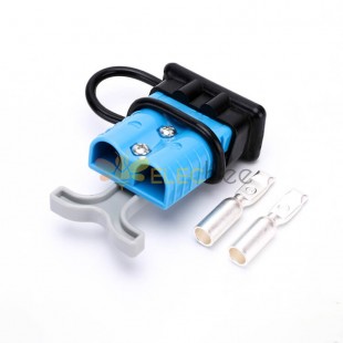 600V 120Amp Blue Housing 2 Way Battery Power Cable Connector Grey T-Bar Handle Black Dustproof Cover